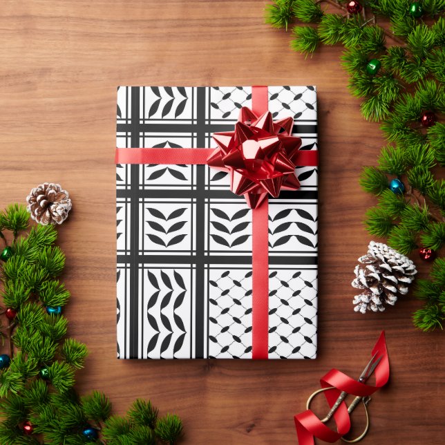 Papier Cadeau Symbole Keffiyeh de la Palestine Motif de résistan (Cadeau de vacances)