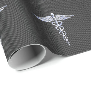Papier Cadeau Symbole Médicale Chrome Caduceus Conception en fi