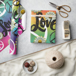 Papier Cadeau Symbole Rainbow Cravate-Dye PEACE LOVE Daisy Hippi