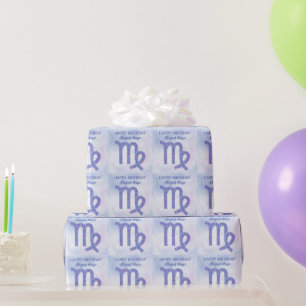 Papier Cadeau Symbole Virgo mignon personnalisé violet heureux a