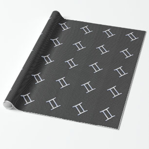 Papier Cadeau SYMBOLE Zodiaque Gemini Tissu Carbone au charbon d