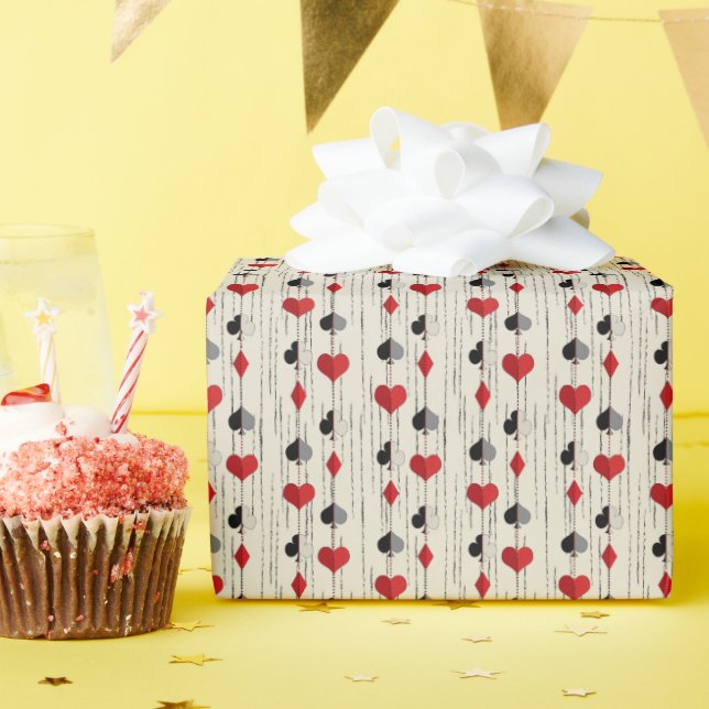 Papier Cadeau Symboles de cartes à jouer de poker (Fête d'anniversaire)