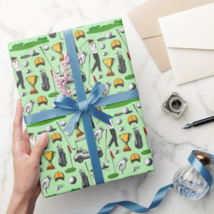 Papier Cadeau Symboles de golf de sport de golf pour hommes Vert