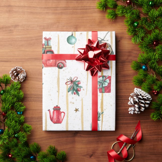 Papier Cadeau Symboles de Noël moderne motif (Cadeau de vacances)