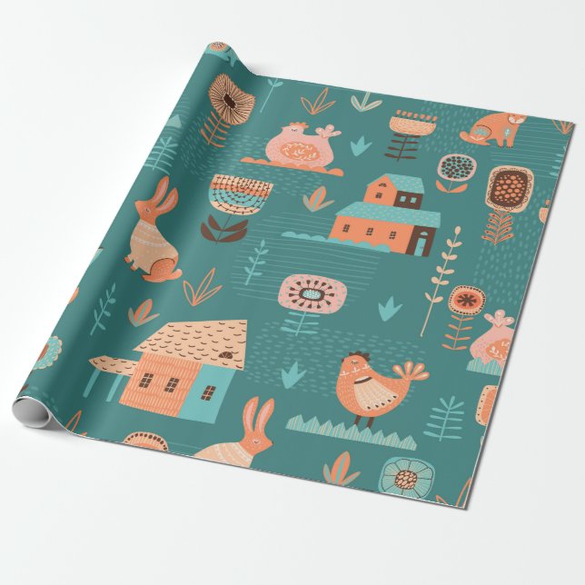 Papier Cadeau Symboles de Pâques (Déroulé)