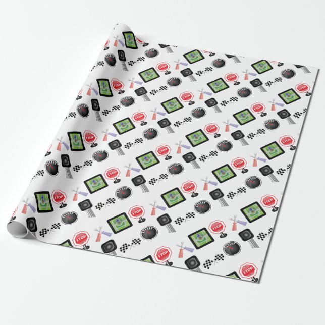 Papier Cadeau symboles de voiture (Déroulé)