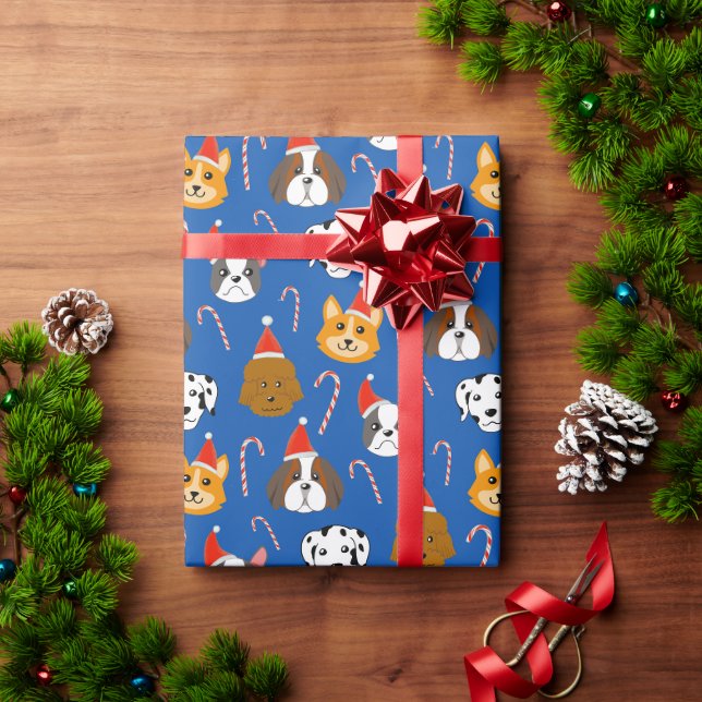 Papier Cadeau Sympa Chien de Noël Motif (Cadeau de vacances)