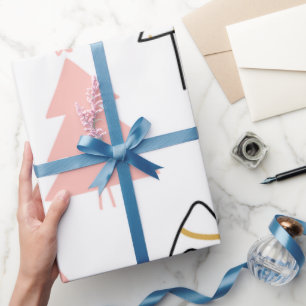 Papier Cadeau Sympa Noël Arbres amusants Rose Gold Girly