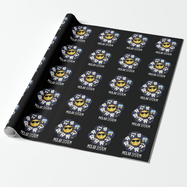 Papier Cadeau Système Molaire Drôle Astronomie Dentaire Pun Dark (Déroulé)