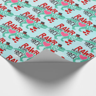 Papier Cadeau T-Rex dans un Top Hat Cute Drôle Saint Valentin