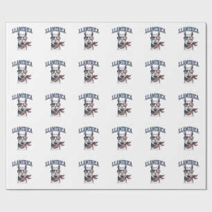 Papier Cadeau T-Shir de gravure vintage lama patriotique de Llam