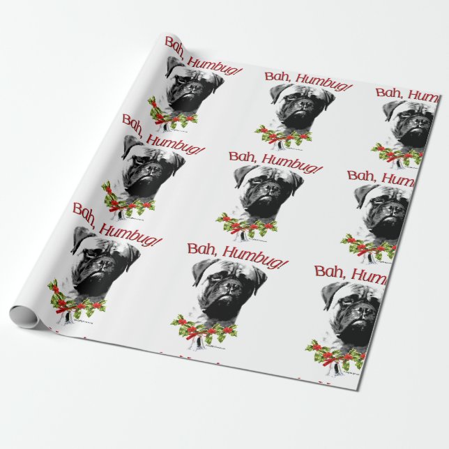 Papier Cadeau T-shirt Bullmastiff Bah Humbug (Déroulé)