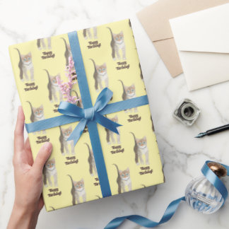 Papier Cadeau Tabby Kitten With Customizable Text Wrapping Paper