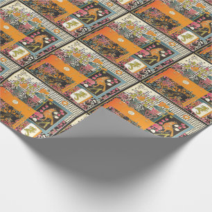 Papier Cadeau Table orange Mah Jongg
