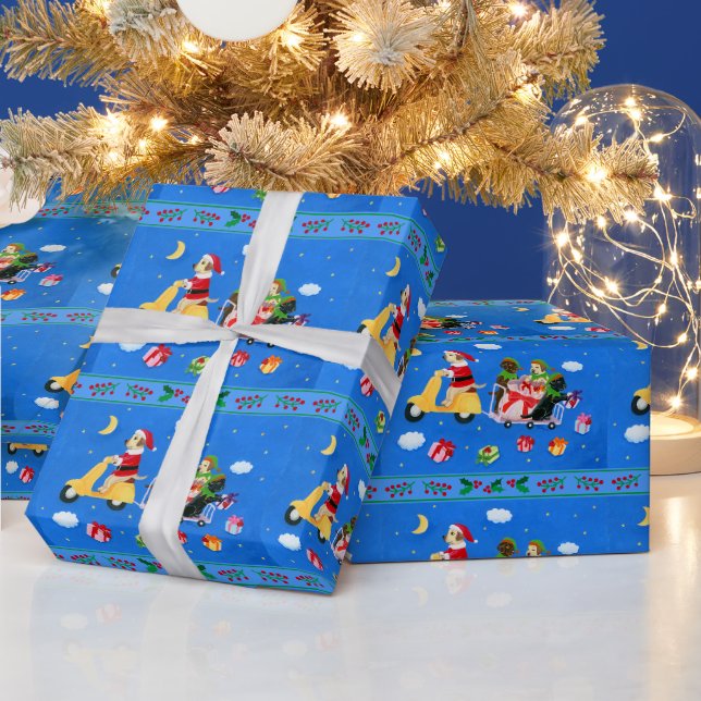 Papier Cadeau Tableau de livraison de Noël Labrador (Vacances)
