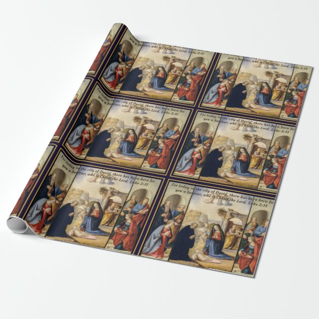 Papier Cadeau Tableau traditionnel de la Nativité de Noël (Déroulé)