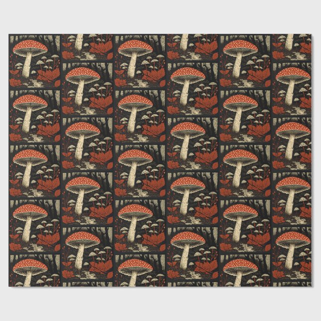 Papier Cadeau Tabourets rouges - Amanita Muscaria (Plat)