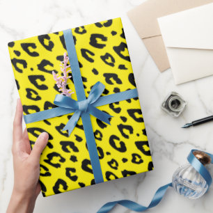 Papier Cadeau Taches de léopard noir imprimées de rosettes d'ani