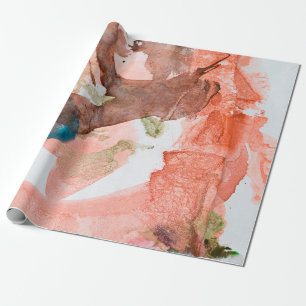 Papier Cadeau Taches d'encre sur papier blanc abstrait, acryliqu