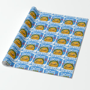Papier Cadeau tacos délicieux dessin animé style drôle illustrat