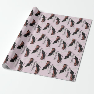 Papier Cadeau Talons Élégants Beauté Fashionista Anniversaire Ro