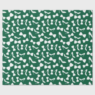 Papier Cadeau Talons Hauts Engagement, Nœud Papillon Vert Foncé 
