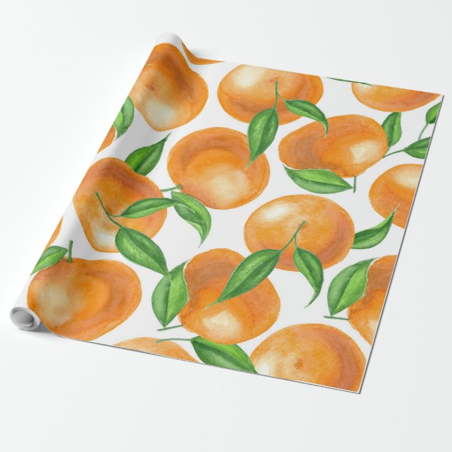 Papier Cadeau Tangérine aquarelle (Déroulé)