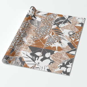 Papier Cadeau Tapa tissu tribal de style hawaïen abstrait patch
