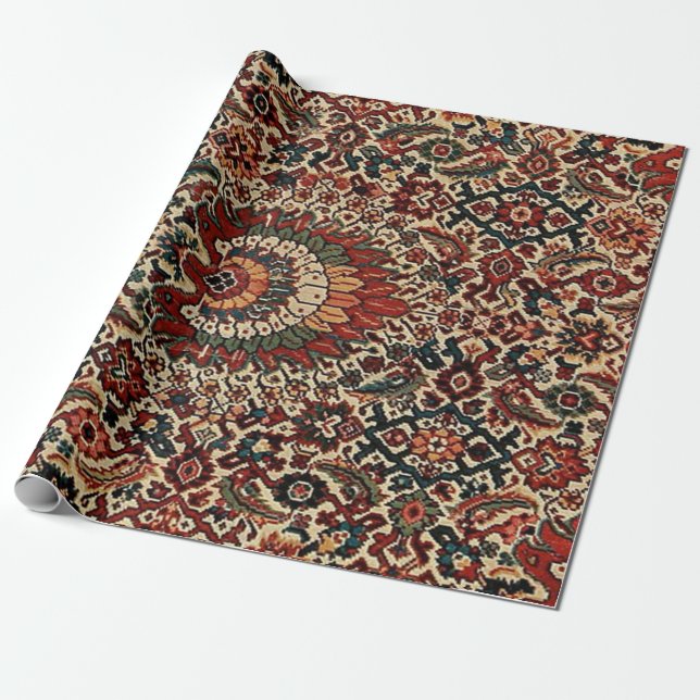 Papier Cadeau Tapis de tapis persan turc antique (Déroulé)