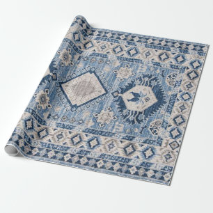 Papier Cadeau Tapis Kilim Oriental Antique Bleu   