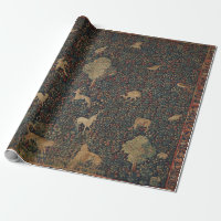Tapisserie allegorique Millefleurs avec animaux