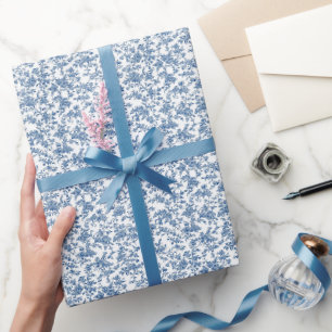 Papier Cadeau Tapisserie florale bleue