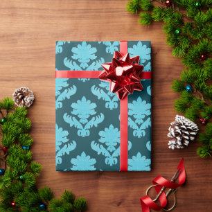 Papier Cadeau Tapisserie française turquoise et sarcelle foncée
