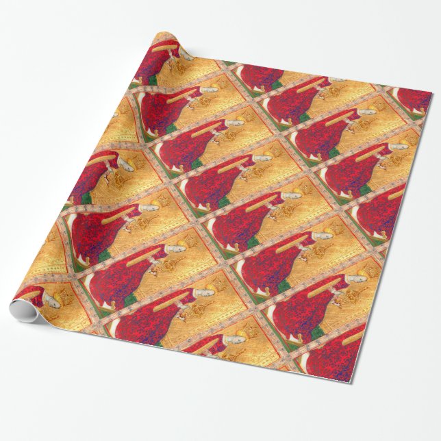 PAPIER CADEAU TAROTES DE RENAISSANCE ANTIQUE / REINE DES TASSE (Déroulé)