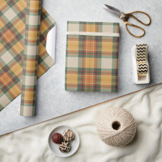 Papier Cadeau Tartan à carreaux de récolte d'automne chaud