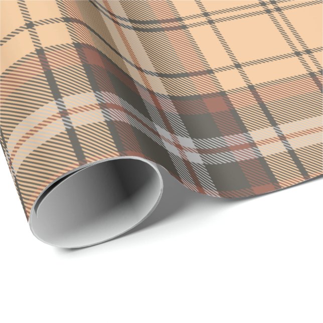Papier Cadeau Tartan beige et Brown (Coin rond)