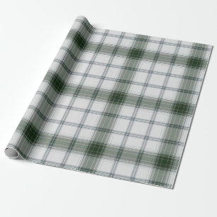 Papier Cadeau Tartan blanc vert