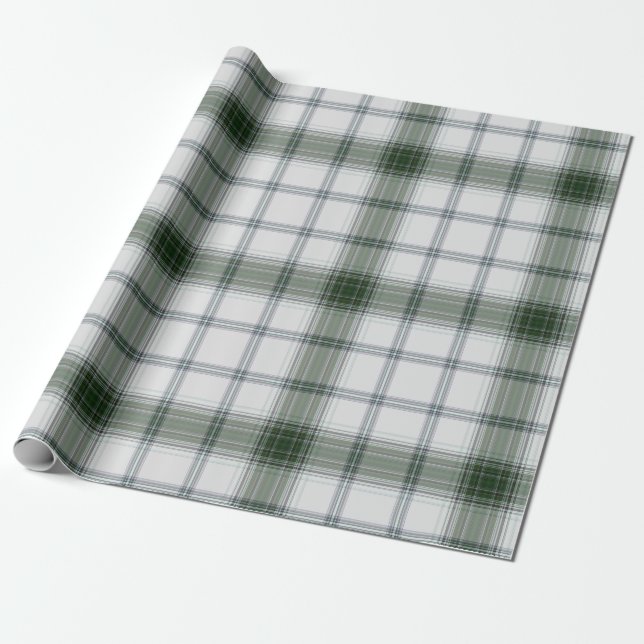 Papier Cadeau Tartan blanc vert (Déroulé)