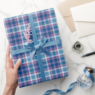 Papier Cadeau Tartan bleu pourpre En vichy Motif