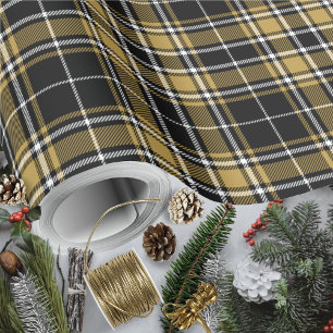 Papier Cadeau Tartan - Caramel noirOr OffBlanc
