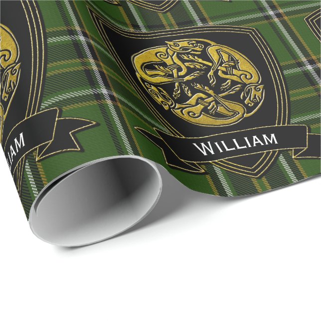 Papier Cadeau Tartan celtique d'Irlandais de symbole (Coin rond)
