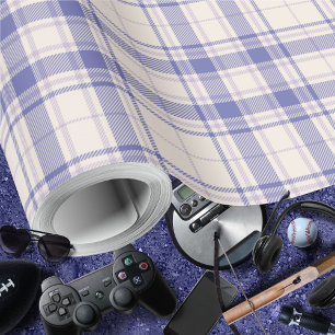 Papier Cadeau Tartan - Ciment blanc-foncé violet-mauve