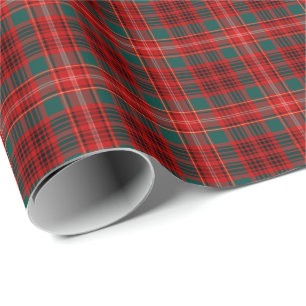 Papier Cadeau Tartan Clan Ainslie Rouge et Vert à Carreaux