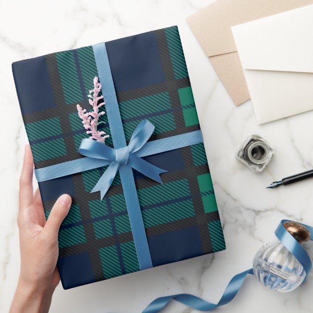 Papier Cadeau Tartan Clan Black Watch Plaid Green Blue Check (Cadeaux)
