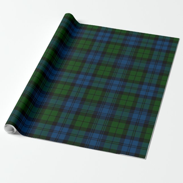 Papier Cadeau Tartan Clan Campbell Militaire Plaid Green Check (Déroulé)