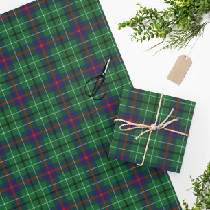 Papier Cadeau Tartan Clan Duncan Plaid Green Blue Check