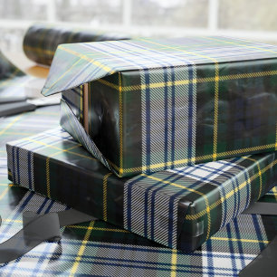 Papier Cadeau Tartan Clan Gordon White Green Purple Check
