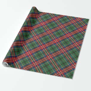 Papier Cadeau Tartan classique vert rouge plaqué élégant
