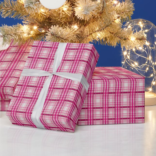 Papier Cadeau Tartan écossais rose blanc Plaid Classic Bleu (Vacances)