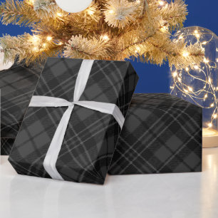 Papier Cadeau Tartan gris Noël plaid vacances motif